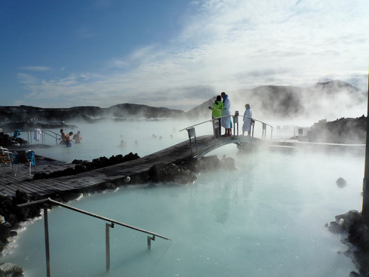 The Blue Lagoon; a geothermal pool in Iceland.