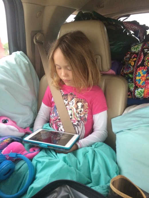 Rea snuggled up with her iPad and watched a movie over and over. 
