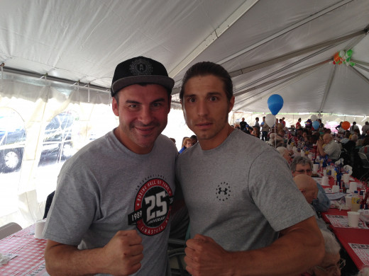 Me and retired Former Undisputed Super-Middleweight and Light-Heavyweight Champion Joe Calzaghe at the 2014 International Boxing Hall of Fame lunch-in