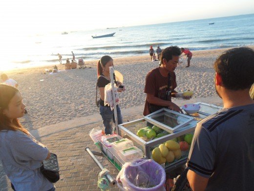 Fruit sellers at the Pattaya beach