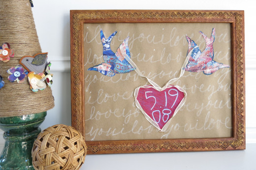 Birds and Heart Romantic Wall Art Collage