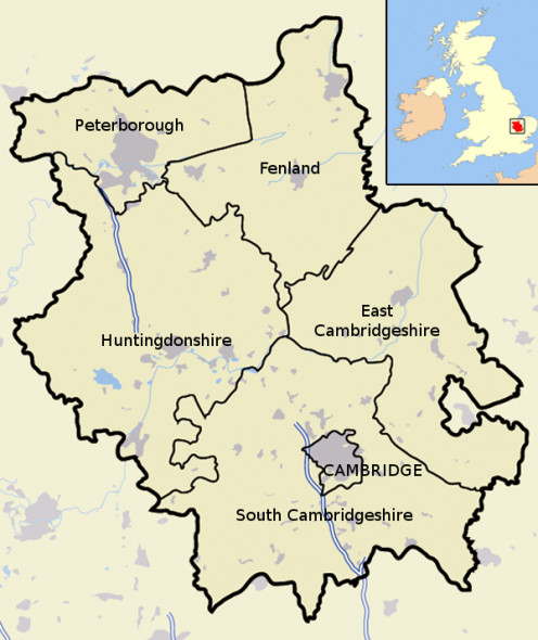 Map location of Cambridgeshire districts  Map location of Cambridgeshire districts