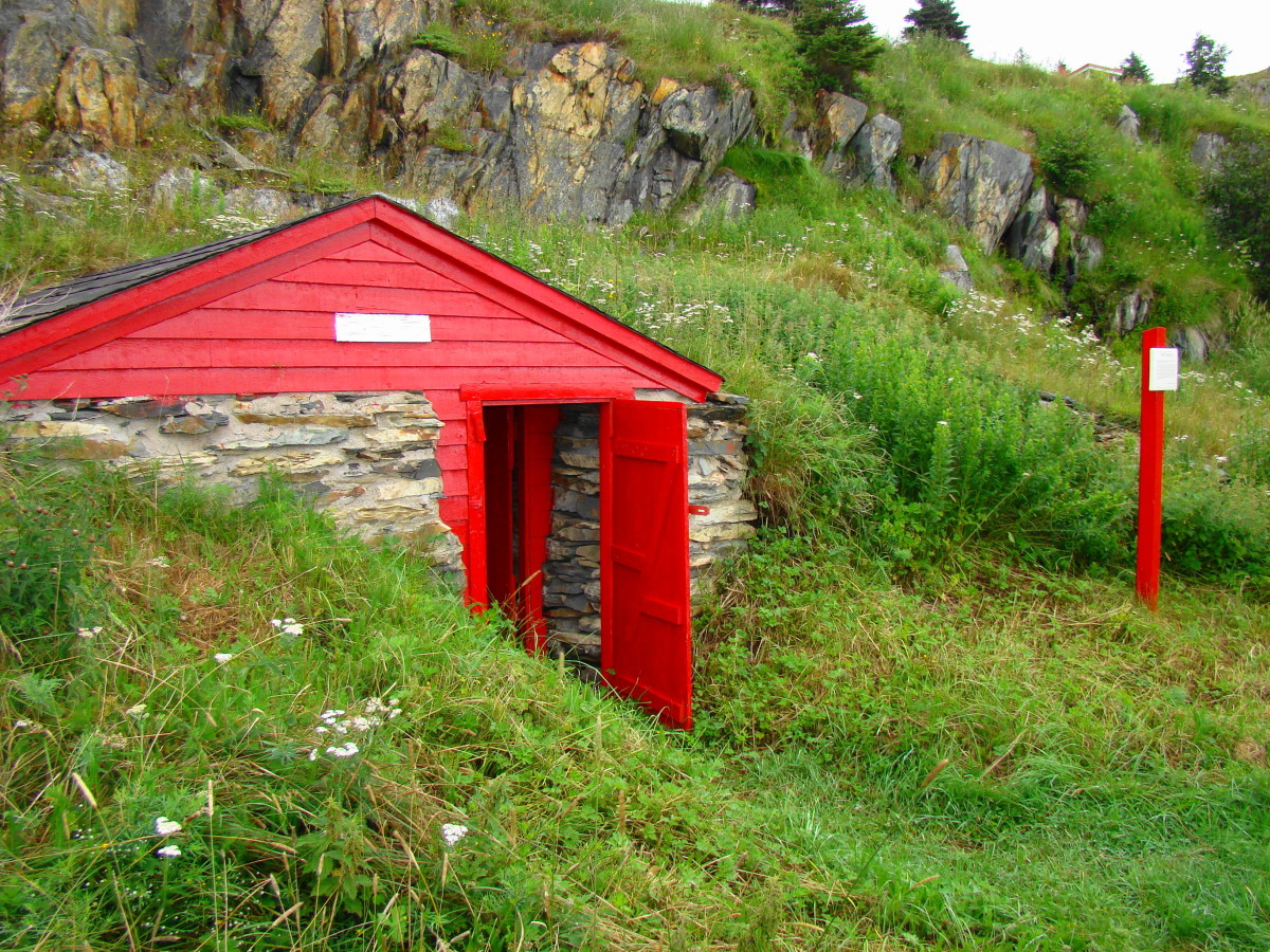 Root cellars, such as this historic Root Cellar on the famous Shoreline Trail in Bay Roberts, Newfoundland, can be built into the side of a hill.