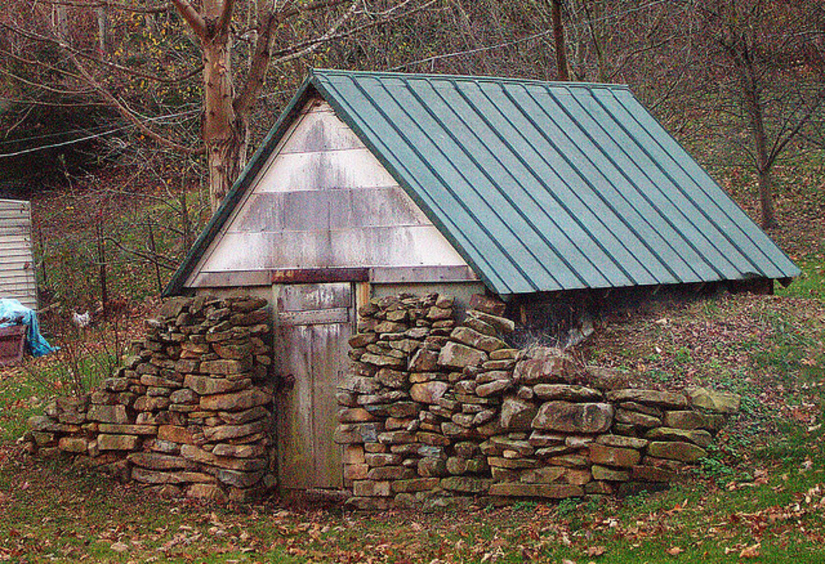 The earth can also be built up against a structure such as this one to provide the benefits of a root cellar.