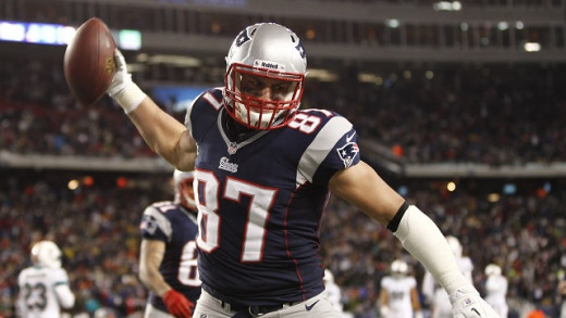 Rob Growski, tight end, New England Patriots, who praised Tom Brady during Media Days at Super Bowl 49