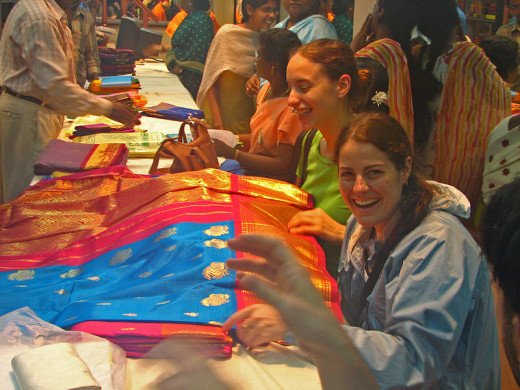 The  beautiful and bright silk saris of Kanchipuram