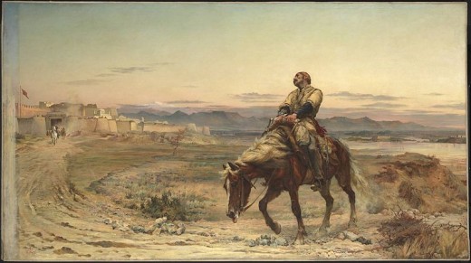 'Remnants of an Army' by Elizabeth Butler portraying William Brydon arriving at the gates of Jalalabad as the only survivor of a 16,500 strong evacuation from Kabul in January 1842. Artist Elizabeth Butler. Source Wikimedia Commons