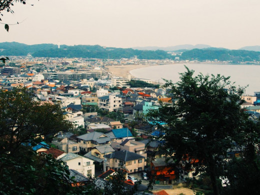 View of Kamakura and its beach