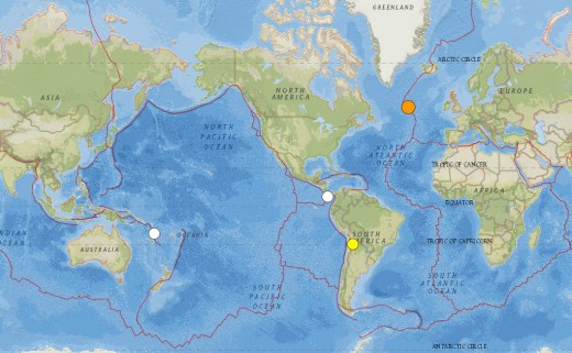 Worldwide earthquakes of at least 6.5 magnitude for the period beginning January 1st, 2015 and ending February 13th, 2015.