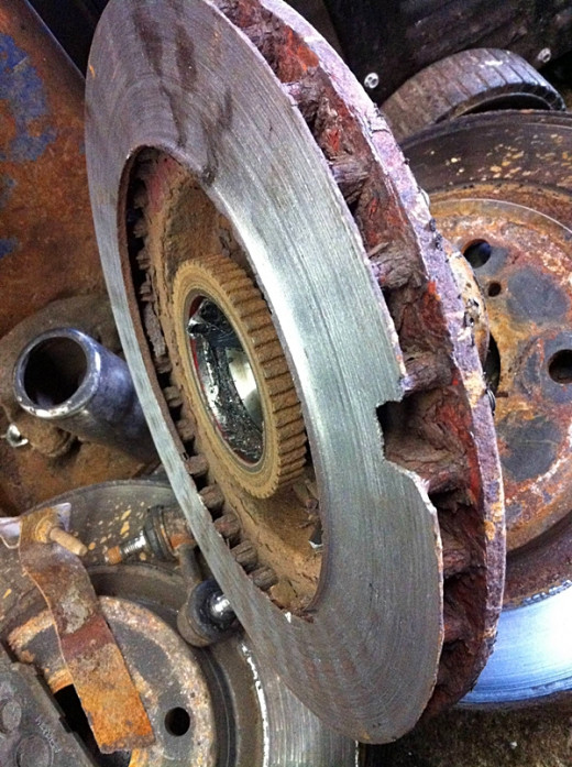 Worn brake disc