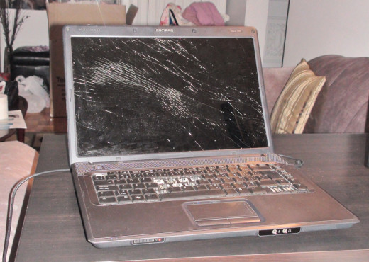 Laptop with heavy damage