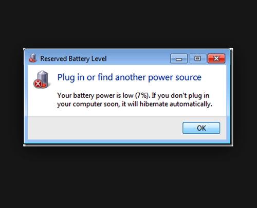 Low battery message