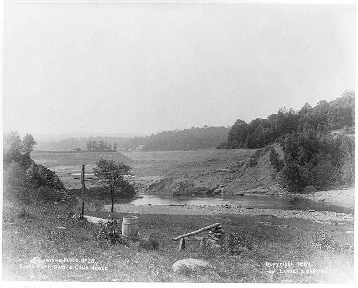 View of the collapsed South Fork Damn c. 1889