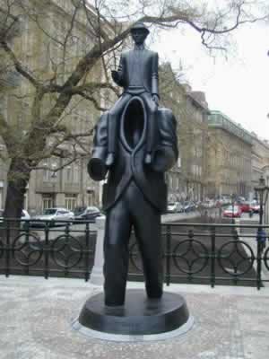 Bronze statue of writer Franz Kafka (Prague)   