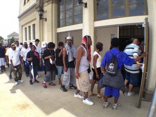 People waited in line in May 2013 for the Indiana State Fair's Job Fair. The jobs available last only during the fair, Aug. 2 to 18.
