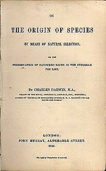 The title page of the 1859 edition of On the Origin of Species