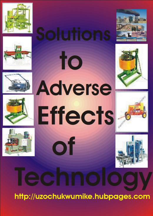 Solutions to the negative effects of technology. The picture is designed with technological products including concrete mixing machine. 