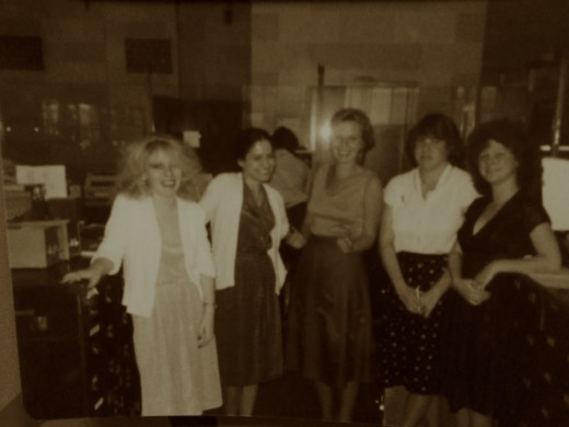 That's me in the middle.  We weren't allowed to wear pants nor could we have bare legs.  