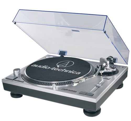 Modeled after the Technics 1200, the Audio Technica AT-LP120 is the perfect turntable for beginners to learn with. This direct-drive turntable also features a USB connection.