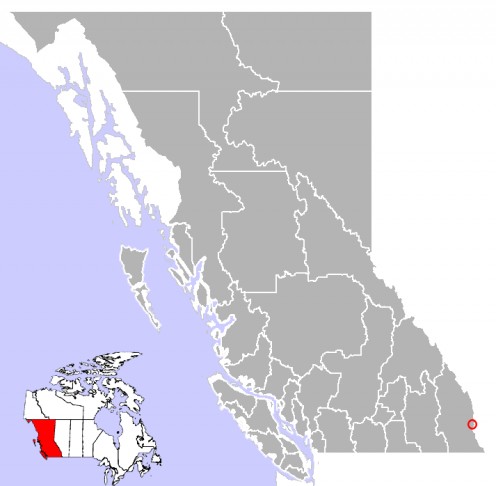 Map location of Sparwood, British Columbia