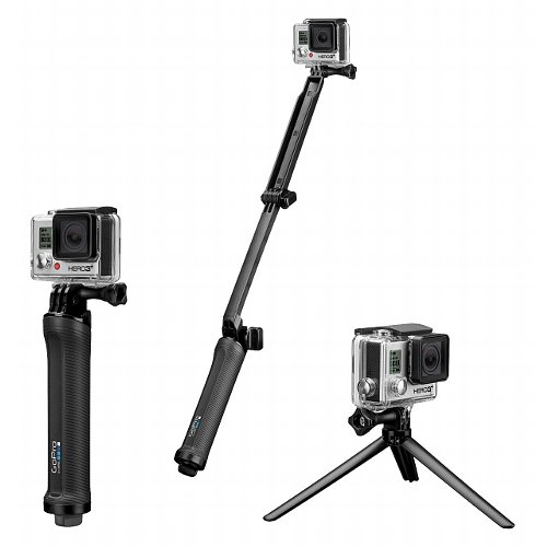 The GoPro 3 Way. A Grip, stand and selfie pole in one unit.