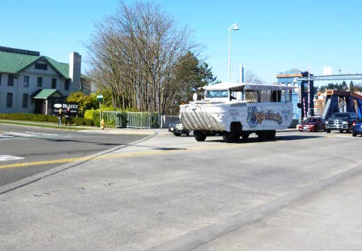 A Ride the Ducks Vehicle Crossing the Fremont Bridge - Seattle, WA