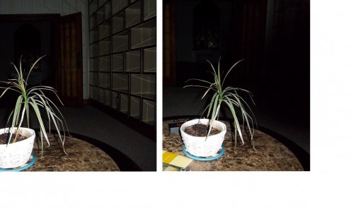 These were two pictures taken in the same spot one directly after the other, within seconds. The back mass in the second picture can not be explained.