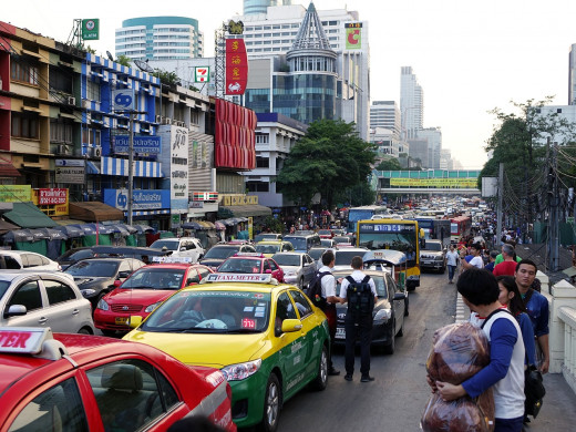 Thailand traffic jam.
