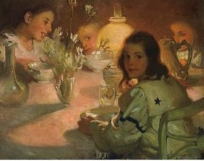Tea Time, 1905, in the public domain.