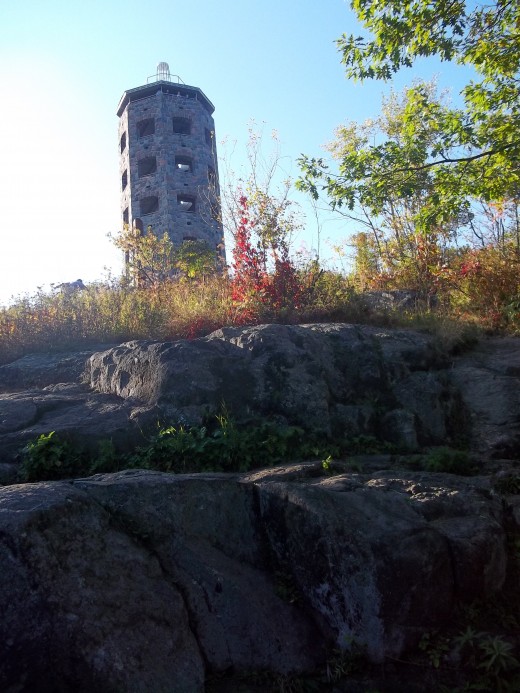 Enger Tower sitting high on the rocky hillside in Duluth Mn.