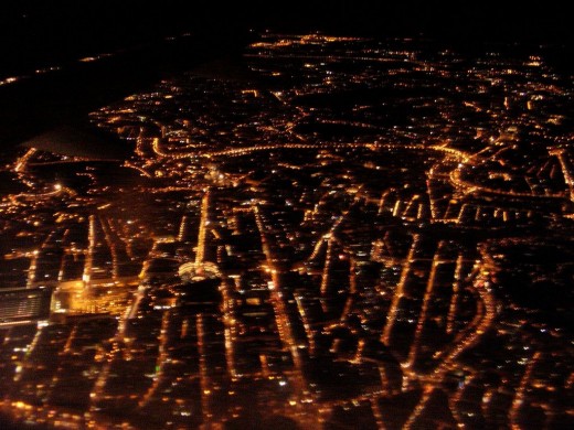 Rome from plane at night (Termini on the left, Vatican on the right) Rome from plane at night (Termini on the left, Vatican on the right)