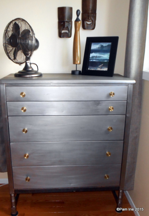 AFTER. Lots of "new" stylish storage in our cottage. This is the bare metal finish showing through a clear satin coat of polyurethane spray.