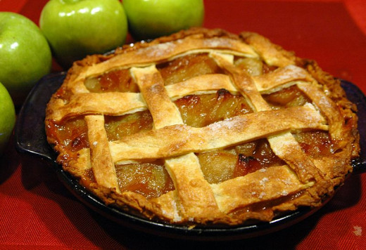 Apple pie with latice work or a crumb crust is typical of the Dutch apple pie recipe.