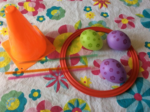 Hoop, eggs and straws
