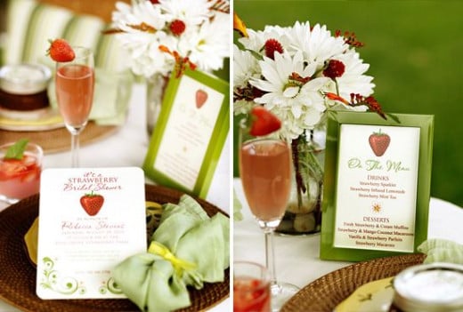 The wedding menu design with strawberries