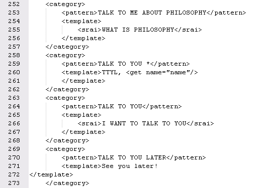 Excerpt of AIML code from ALICE
