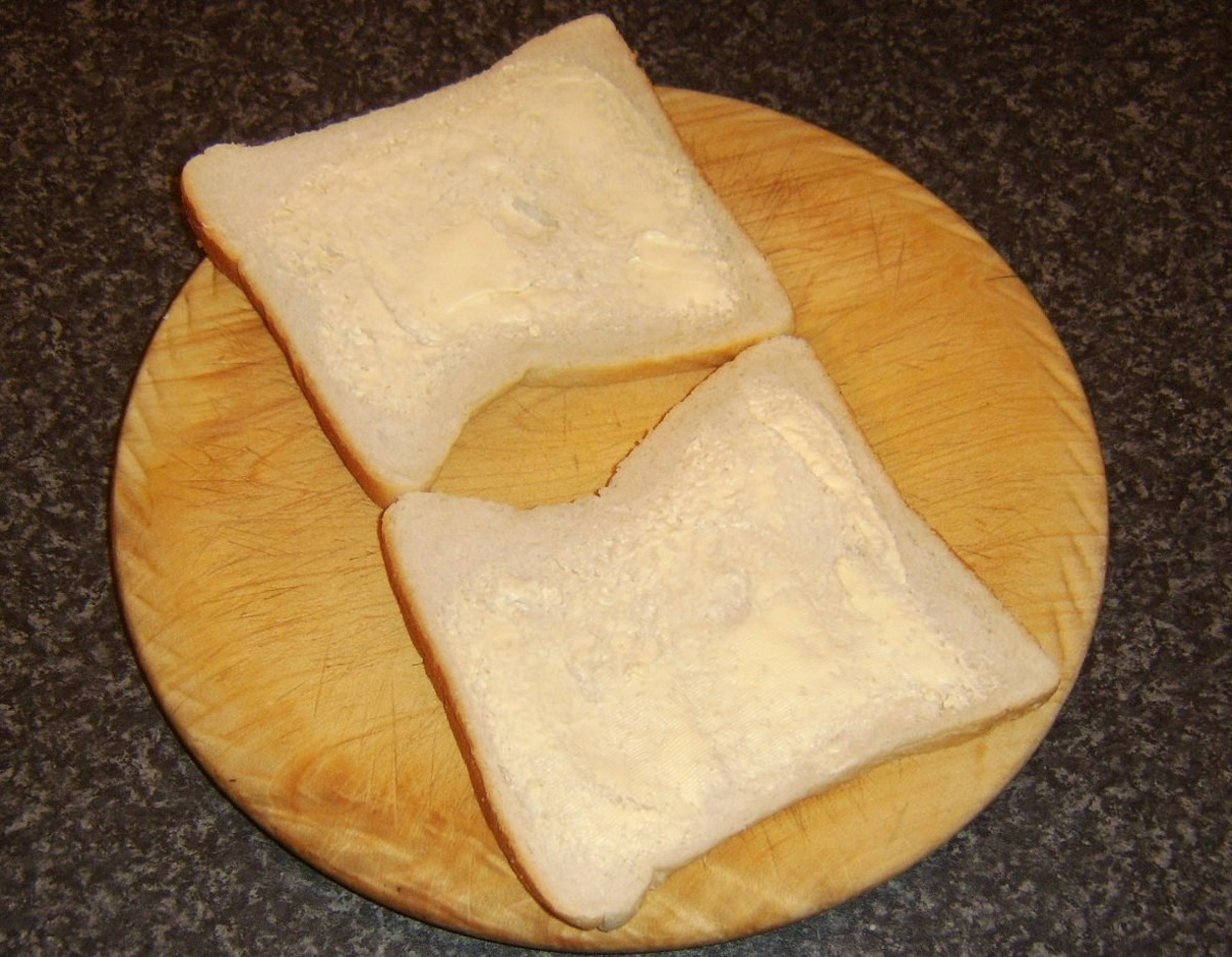 Butter is optional on the bread for the sandwich