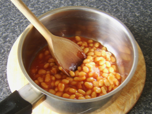 Baked beans ready to be heated