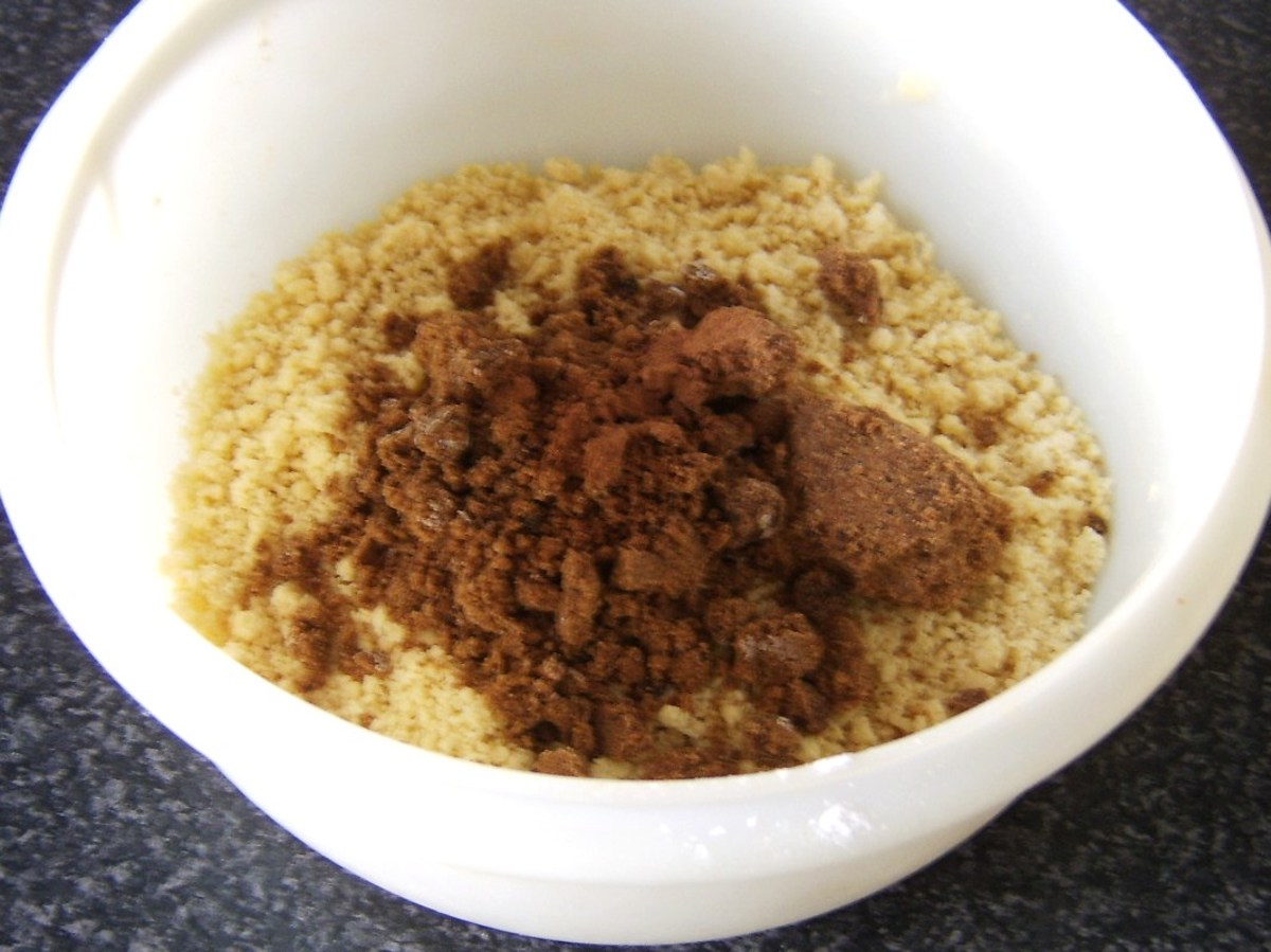 Muscovado sugar is added to the crumble