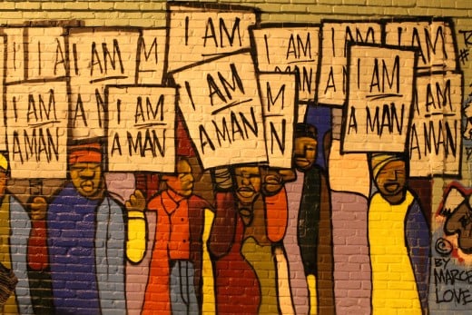The mural in Memphis, Tennessee depicting the struggle for civil rights.