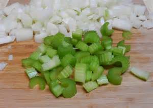 Chopped celery and onions
