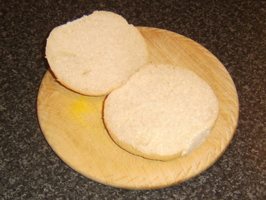 Bread roll halved for toasting