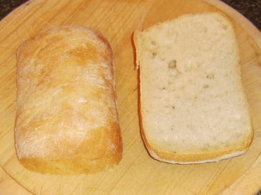 Ciabatta bread roll for making bruschetta