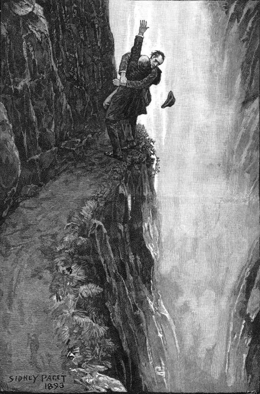 Holmes, Moriarty, and Reichenbach Falls in "The Final Problem"