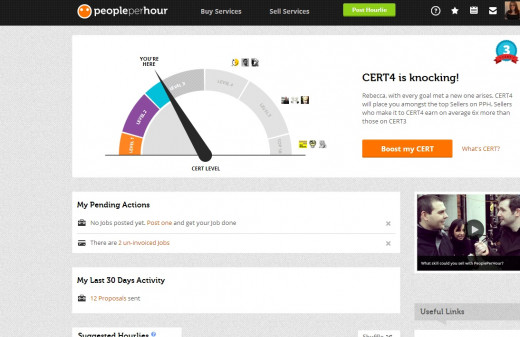 Old PeoplePerHour.com Dashboard