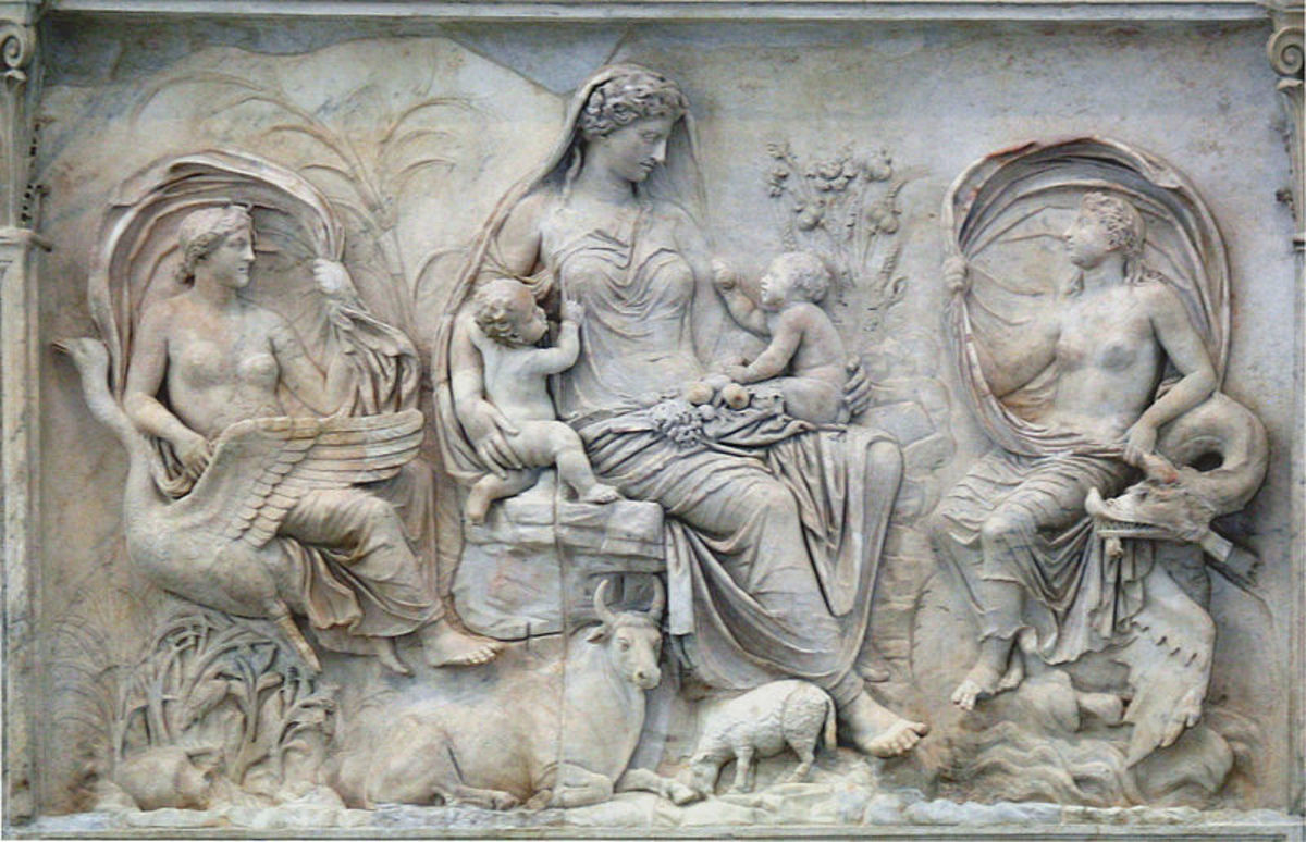 Terra Mater, Italian relief panel of the Ara Pacis, an altar in Rome dedicated to Pax, the Roman goddess of Peace. 