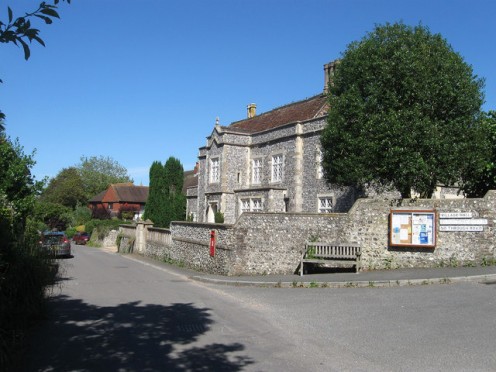 The Street Rodmell showing the Queen Anne Rectory 