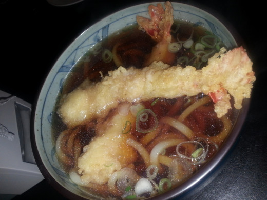 Ramen with prawn tempura