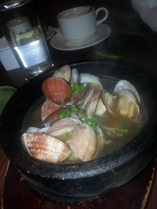 Clams cooked in Stone Pot with Japanese Style Sauce