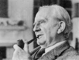 Tolkien engaging in one of his favorite leisure activities, smoking his pipe